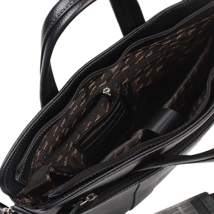 Aka Laptop Evrak Çantası 258-2 Floter Siyah Deri