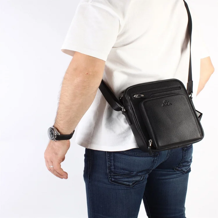 Aka Omuzdan Askılı Çanta 328-2 Floter Siyah Deri