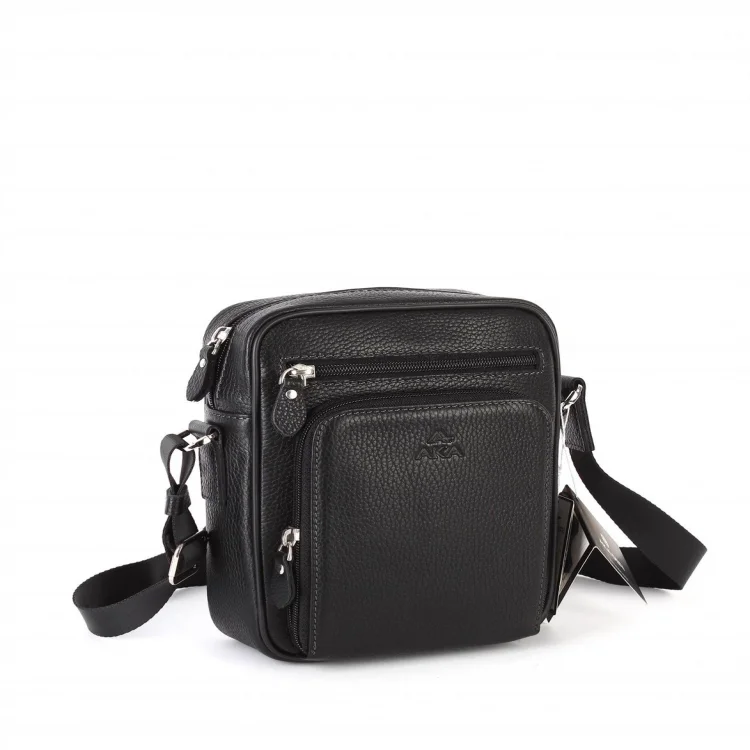 Aka Omuzdan Askılı Çanta 328-2 Floter Siyah Deri