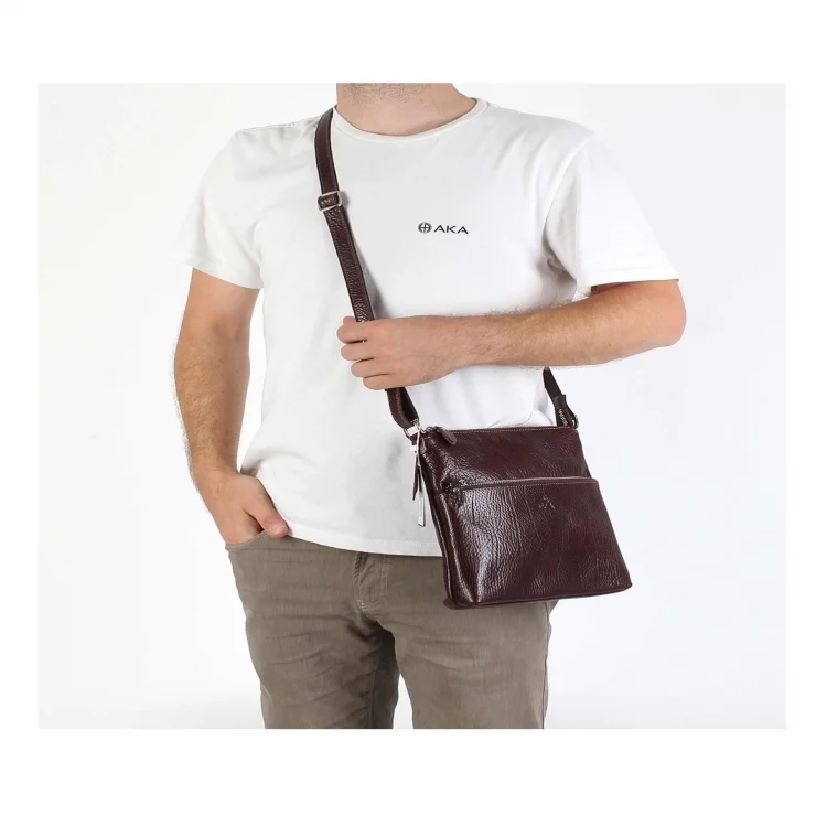 Aka Omuzdan Askılı Çanta 330-61 Deri Kahve