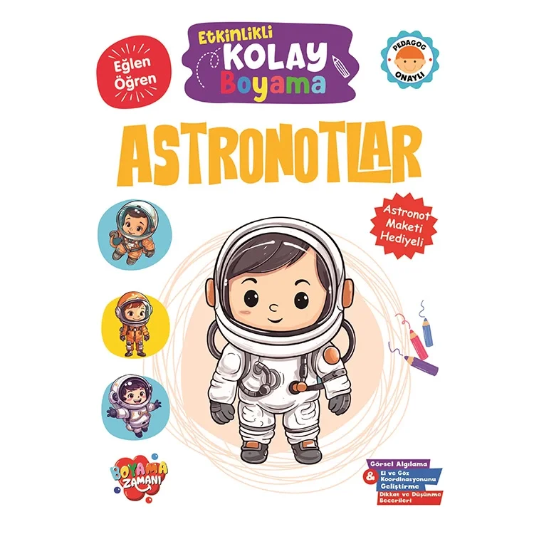 Boyama Zamanı Etkinlikli Kolay Boyama Astronatlar