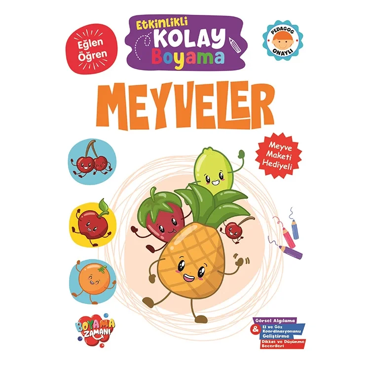 Boyama Zamanı Etkinlikli Kolay Boyama Meyveler