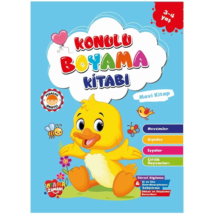 Boyama Zamanı Konulu Boyama Mavi Kitap 3-4 Yaş