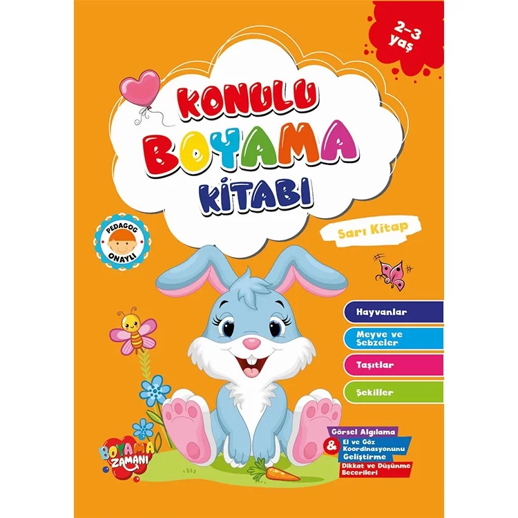 Boyama Zamanı Konulu Boyama Sarı Kitap 2-3 Yaş