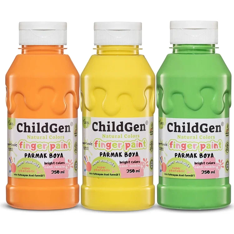 Childgen Parmak Boyası Yıkanabilir 3lü Pastel Set Turuncu-sarı-yeşil 3x350 Ml