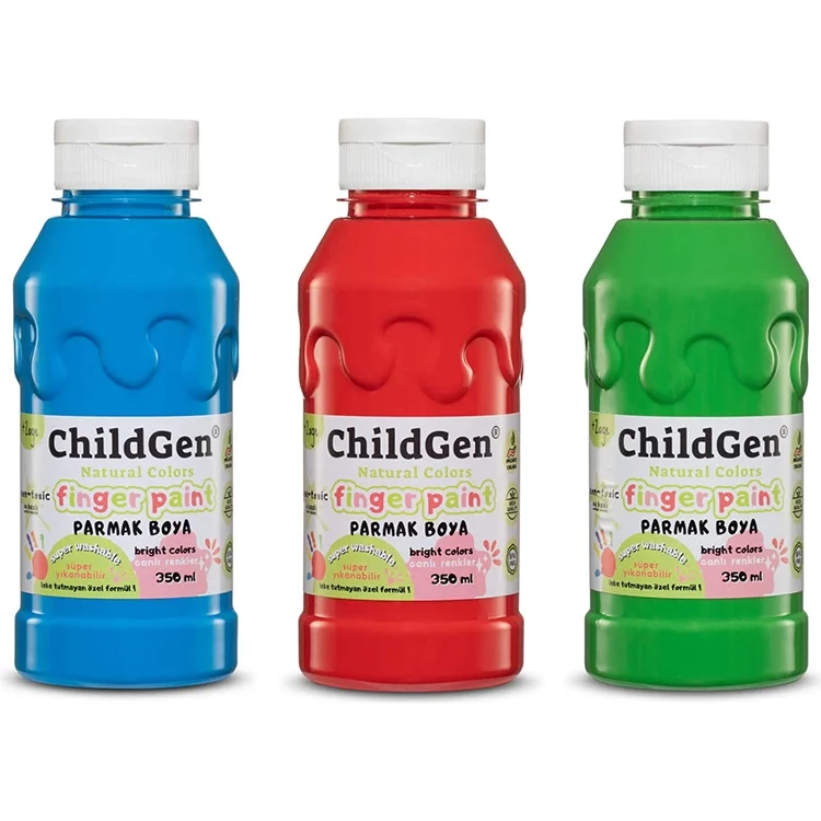 Childgen Parmak Boyası Yıkanabilir 3lü Set Mavi-yeşil-kırmızı 3x350 Ml