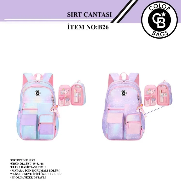 Color Bags Okul Çantası 3 Renk B26
