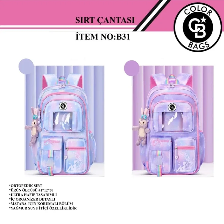 Color Bags Okul Çantası 3 Renk  B31