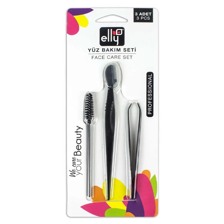 Elly Yüz Bakım Seti Üçlü Mascara Fırçası+cımbız+ustura 03_9776 Ellyfaceset03