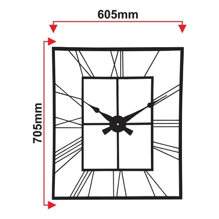 Galaxy Duvar Saati Gri Dikdortgen Metal Dm-130-gk