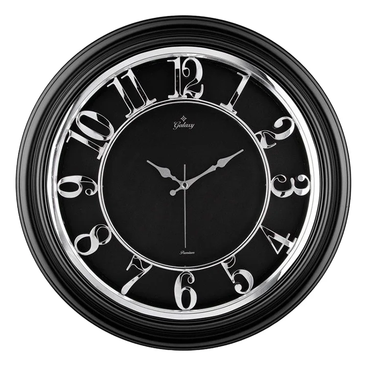 Galaxy Premium Siyah Duvar Saati Metalize Varak M-1963-kg