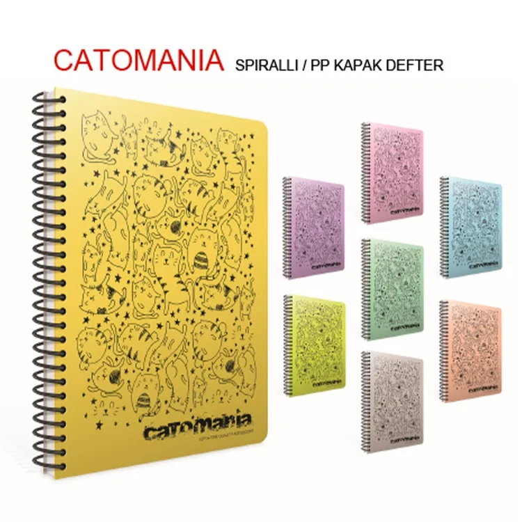 Gıpta Catomania Spiralli Plastik Kapak Defter A4-100yp. Kare 3558