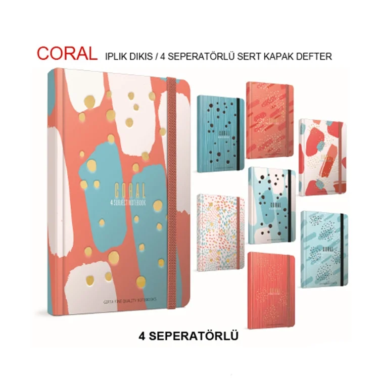 Gıpta Coral İp Dikişli Sert Kapak Defter 17*24-140yp. Çizgili 4627