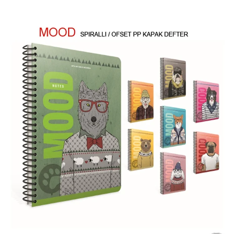 Gıpta Mood Spiralli Ofset Plastik Kapak Defter A4-100yp. Kare 4838