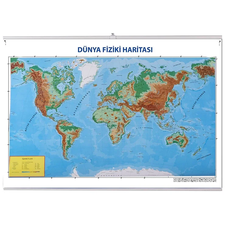 Gülpaş 70x100 Dünya Haritası Siyasi &amp; Fiziki 998
