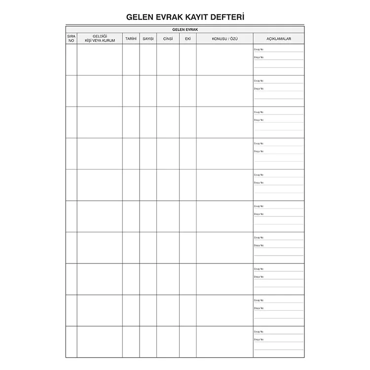 Gülpaş Gelen Evrak Defteri Ciltli 100 Yaprak 351