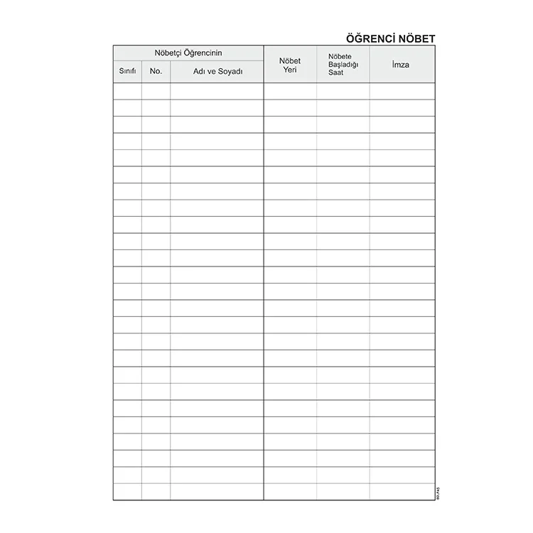 Gülpaş Öğrenci Nöbet Defteri Ciltli 100 Yaprak 379