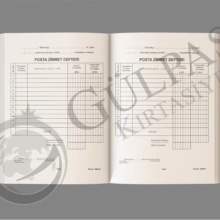 Gülpaş Posta Zimmet Defteri Büyük Ciltli 520
