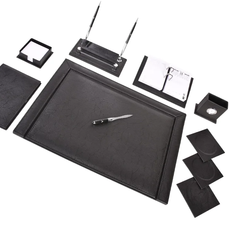 Gülpaş Sümen Takımı Lüks Deri  11 Parça Optik Desen Siyah 913