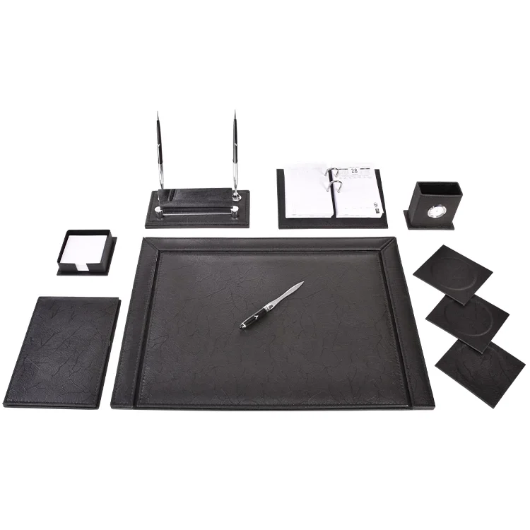 Gülpaş Sümen Takımı Lüks Deri  11 Parça Optik Desen Siyah 913