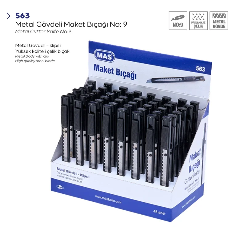 Mas 563 Maket Bıçağı Metal Gövdeli Klipsli