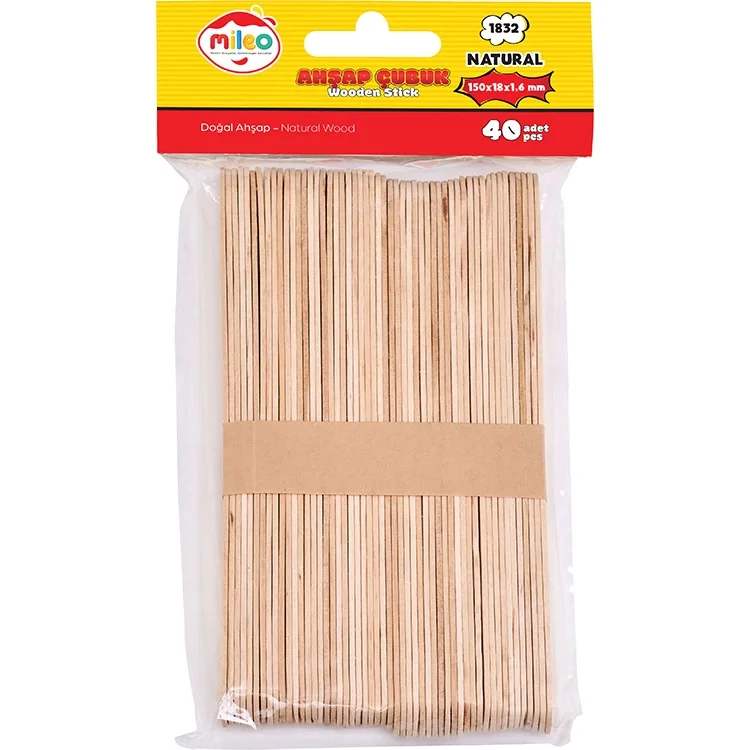 Mileo  Ahşap Dondurma Çubuk Geniş 150*18*1.6mm Naturel 1832