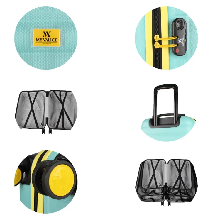 My Valice Colors Abs Kabin Orta Ve Büyük Boy Mint Yeşili 3lü Valiz Seti