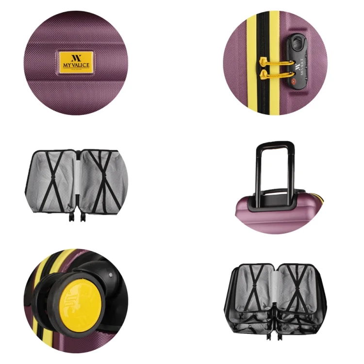 My Valice Colors Abs Kabin Orta Ve Büyük Boy Mürdüm 3lü Valiz Seti