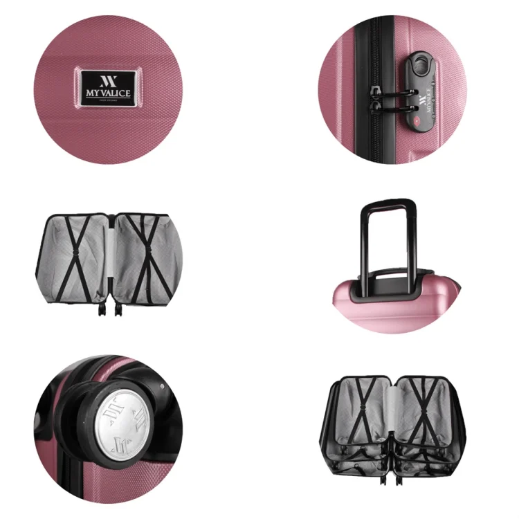 My Valice Colors Abs Kabin Orta Ve Büyük Boy Rose Gold 3lü Valiz Seti