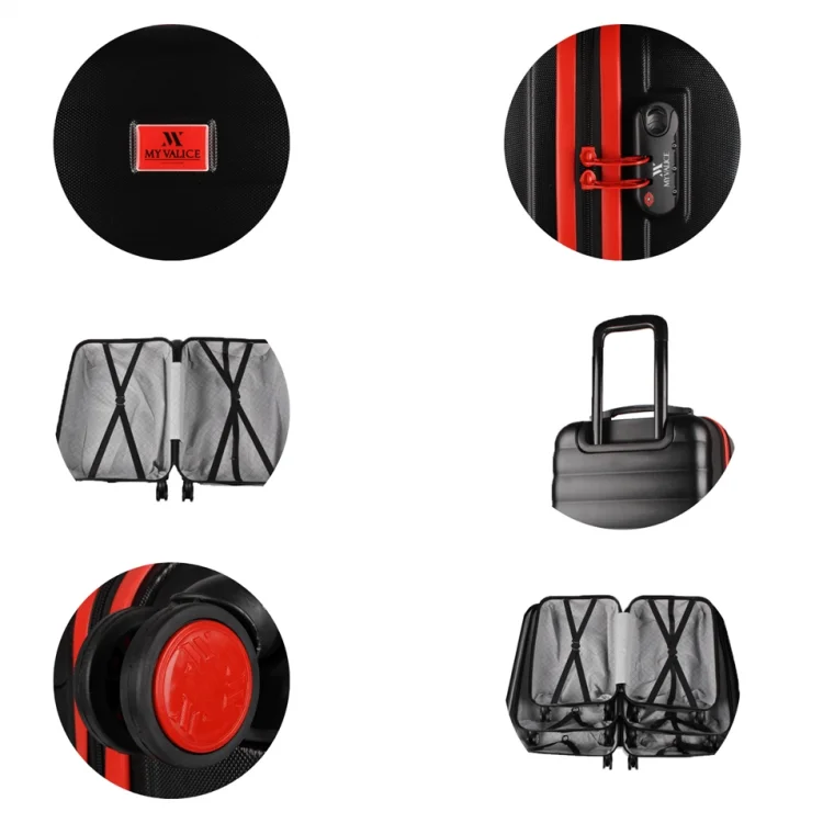 My Valice Colors Abs Kabin Orta Ve Büyük Boy Siyah 3lü Valiz Seti