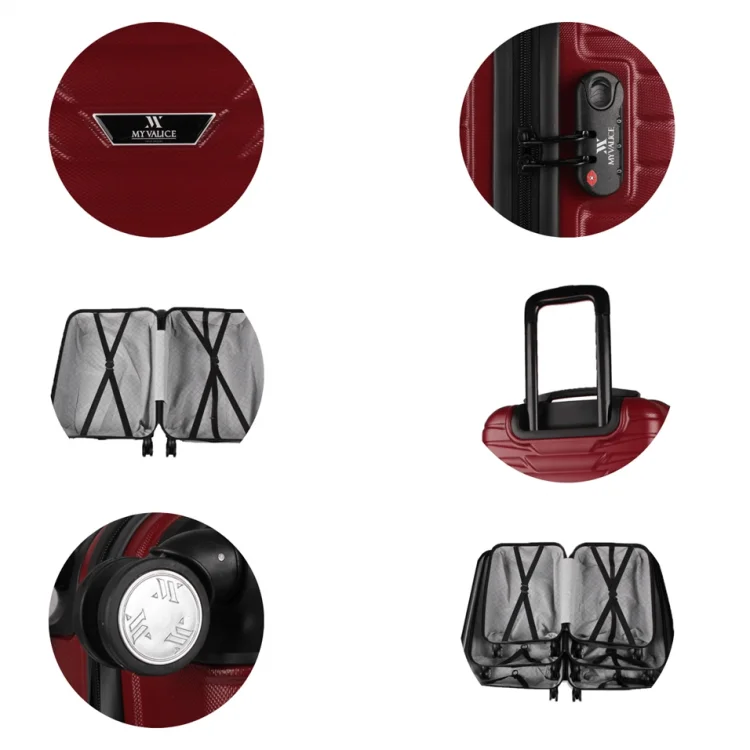 My Valice Croc Abs Kabin Orta Ve Büyük Boy Bordo 3lü Valiz Seti