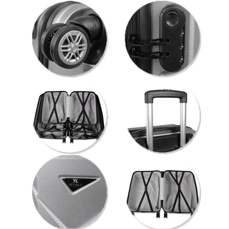 My Valice Diamond Abs Kabin Orta Ve Büyük Boy Rose Gold 3lü Valiz Seti