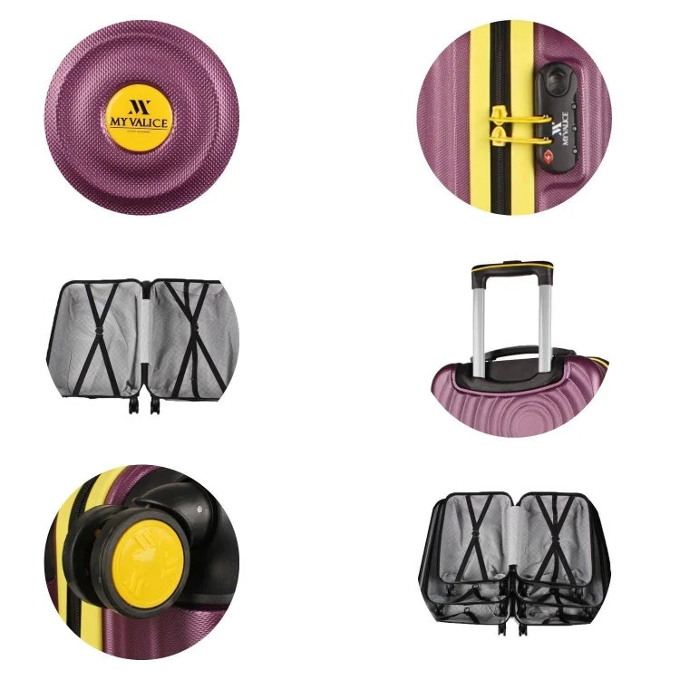 My Valice Drop Abs Kabin Orta Ve Büyük Boy Mürdüm 3lü Valiz Seti