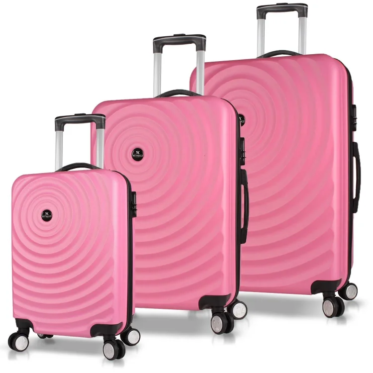 My Valice Drop Abs Kabin Orta Ve Büyük Boy Pembe 3lü Valiz Seti