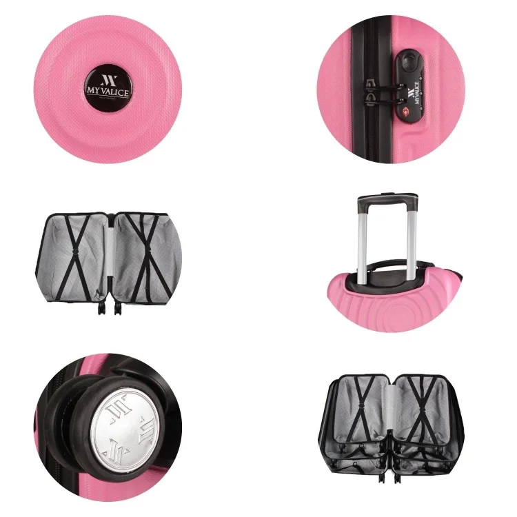 My Valice Drop Abs Kabin Orta Ve Büyük Boy Pembe 3lü Valiz Seti