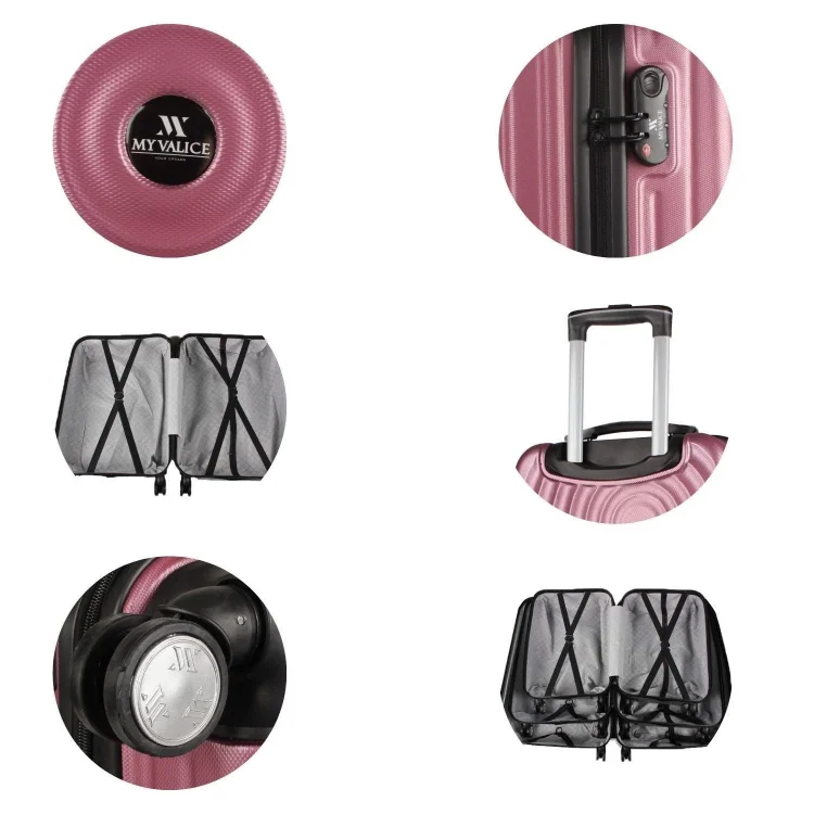 My Valice Drop Abs Kabin Orta Ve Büyük Boy Rose Gold 3lü Valiz Seti