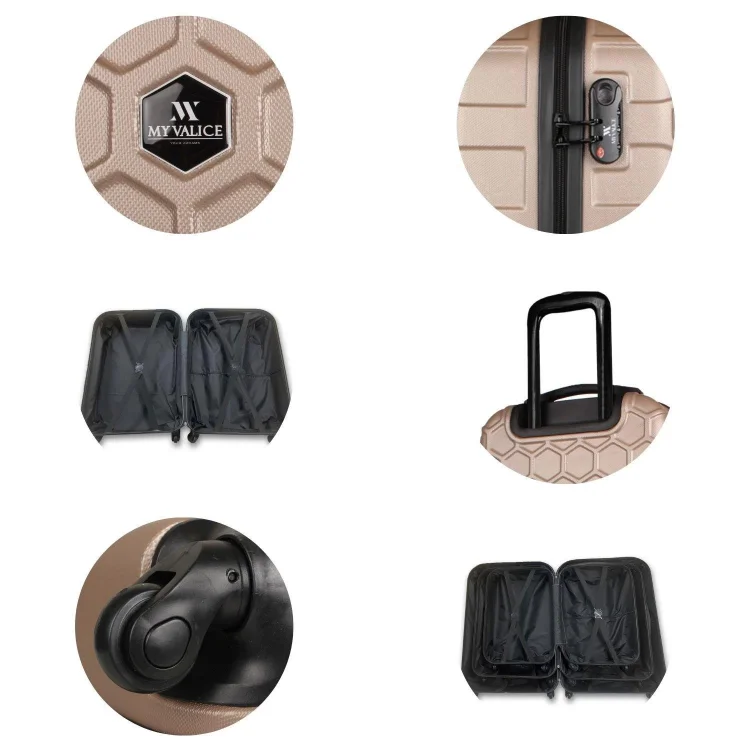 My Valice Honey Abs Kabin Orta Ve Büyük Boy Gold 3lü Valiz Seti