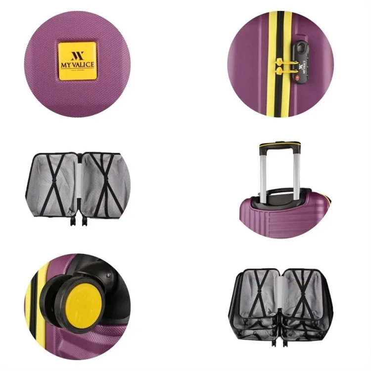 My Valice Puzzle Abs Kabin Orta Ve Büyük Boy Mürdüm 3lü Valiz Seti