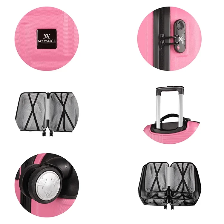My Valice Puzzle Abs Kabin Orta Ve Büyük Boy Pembe 3lü Valiz Seti