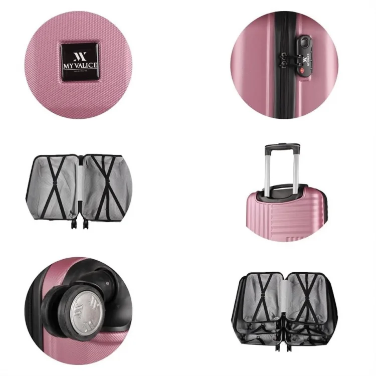 My Valice Puzzle Abs Kabin Orta Ve Büyük Boy Rose Gold 3lü Valiz Seti
