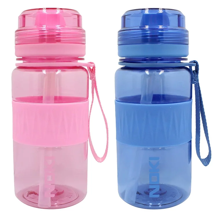 Noki Kids Su Matarasi Triban Pipetli Kapak Silikon Kemerli Askılı 400 Ml T-0113