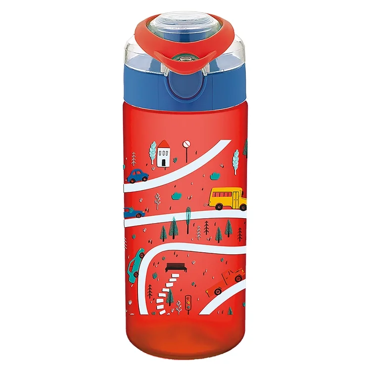 Noki Kids Su Matarasi Tritan Auto Kapak Soft Touch Tutma Aparatli Desenli 500 Ml Stand T-0108