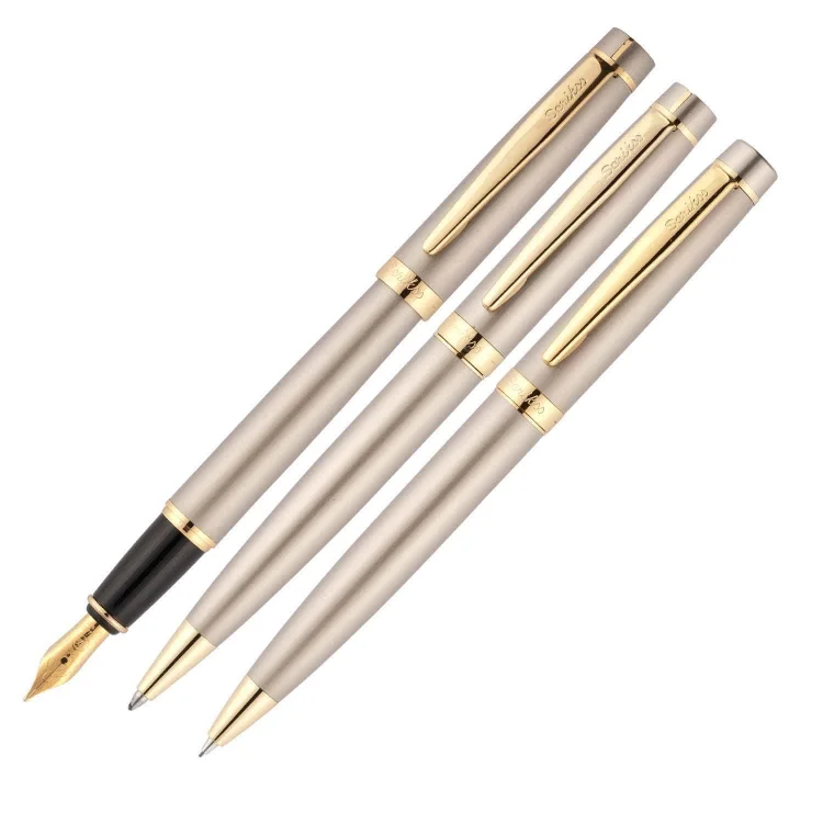 Scrikss 38 3lü Takım Kalem Saten Altın