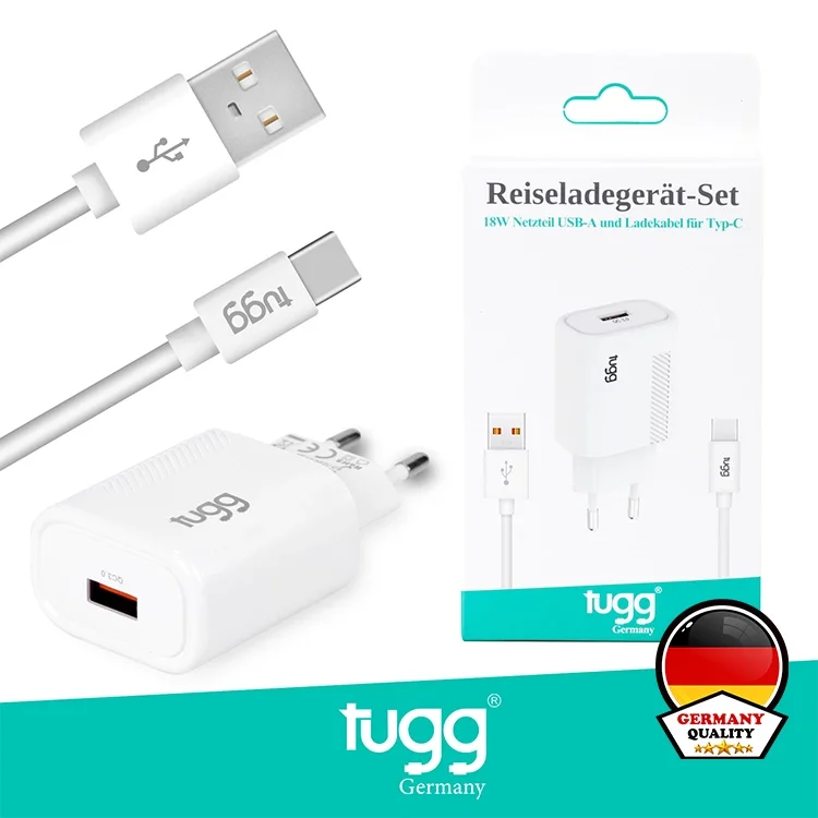 Tugg Germany Akıllı Şarj Başlık Seti 18w Isı Ve Akım Korumalı Hızlı Sarj Usb + Type-c Kablolu 104302