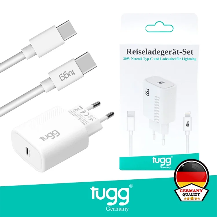 Tugg Germany Akıllı Şarj Başlık Seti 25w Isı Ve Akım Korumalı Turbo Hızlı Sarj Type-c + Type-c Kablolu 104304