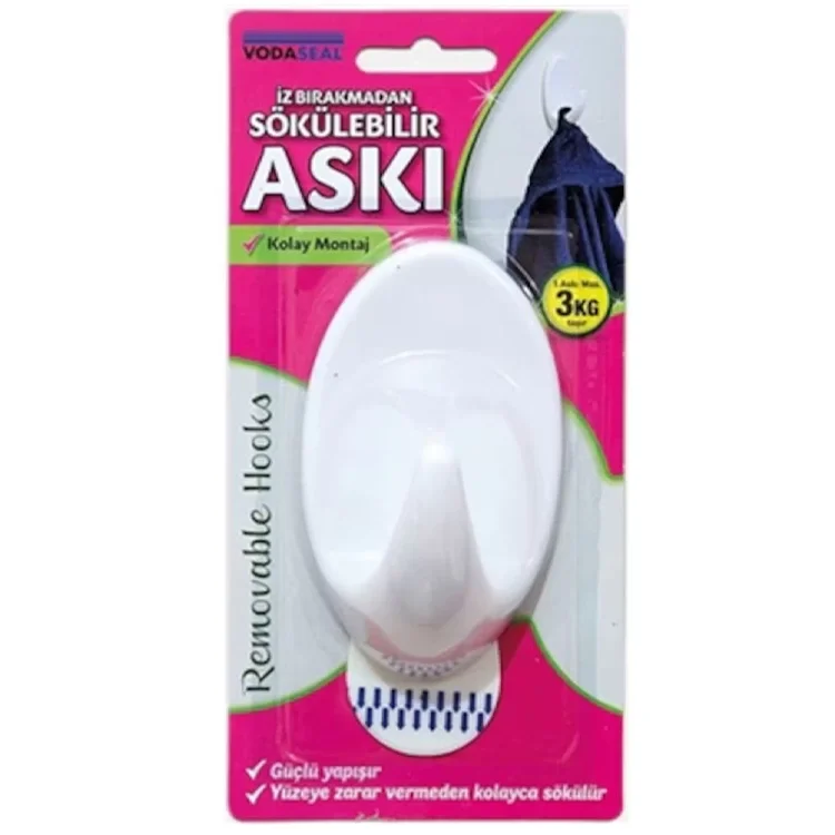 Vodaseal İz Bırakmadan Sökülebilir Oval Askı Beyaz_78 3249