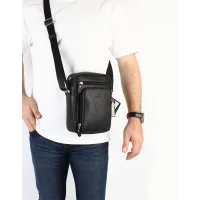 Aka Omuzdan Askılı Çanta 328-2 Floter Siyah Deri