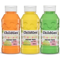 Childgen Parmak Boyası Yıkanabilir 3lü Pastel Set Turuncu-sarı-yeşil 3x350 Ml