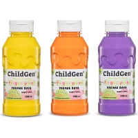 Childgen Parmak Boyası Yıkanabilir 3lü Set Turuncu-sarı-mor 3x350 Ml