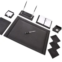 Gülpaş Sümen Takımı Lüks Deri  11 Parça Optik Desen Siyah 913